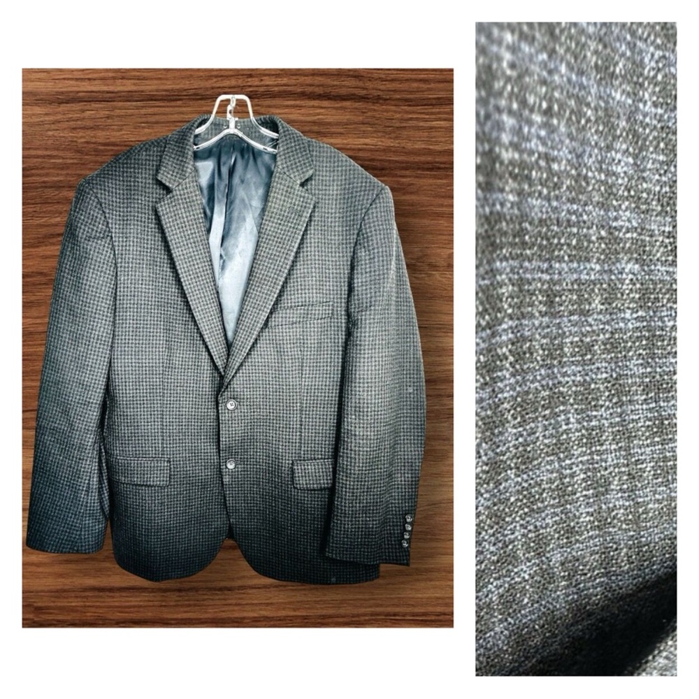 Pronto Uomo Platinum Mens Sport Coat Blazer 46R Blue Plaid 100% Wool